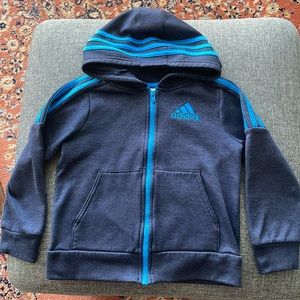 Adidas Boys Hooded Zip Front Sweatshirt Size 5